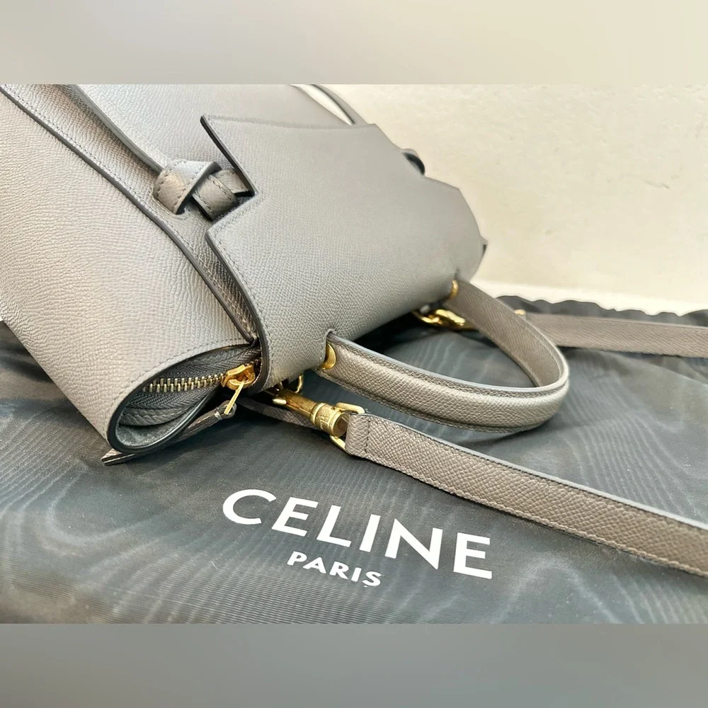 ❤️SOLD❤️ Auth CELINE Micro Grey Belt Bag in Grained Leather 9 x 8 IN - Picture 13 of 16